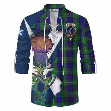 Tartan Vibes Clothing Alexander Tartan Family Crest Ghillie Kilt Shirt Scottish Thistle Celtic Inspired