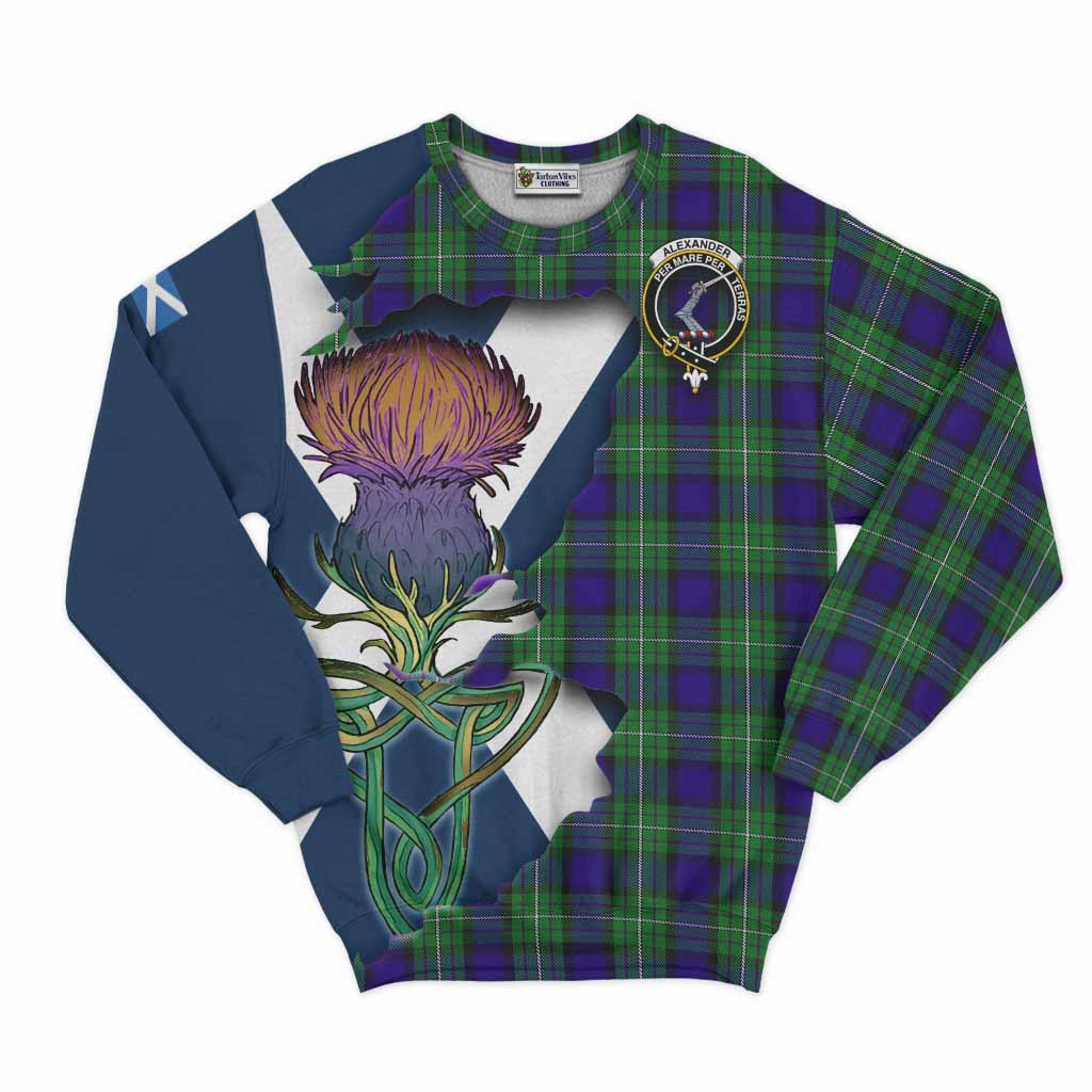 Tartan Vibes Clothing Alexander Tartan Family Crest Sweatshirt Scottish Thistle Celtic Inspired