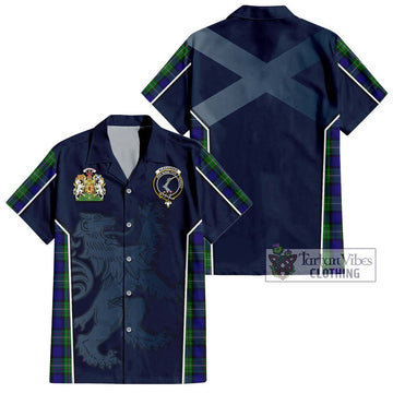 Alexander Tartan Short Sleeve Button Shirt with Family Crest and Lion Rampant Vibes Sport Style Kid - Tartan Vibes Clothing