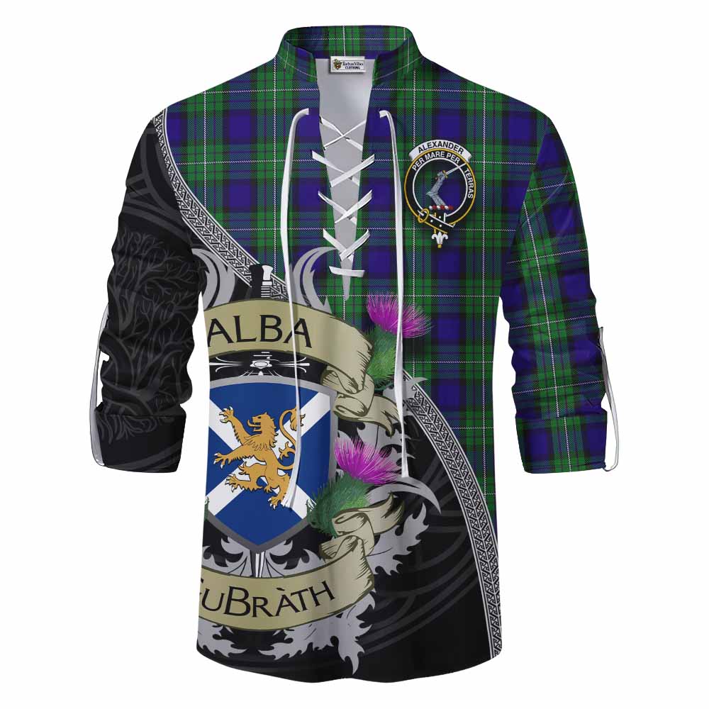 Tartan Vibes Clothing Alexander Tartan Family Crest Ghillie Kilt Shirt Lion Rampant Royal Thistle Shield Celtic Inspired
