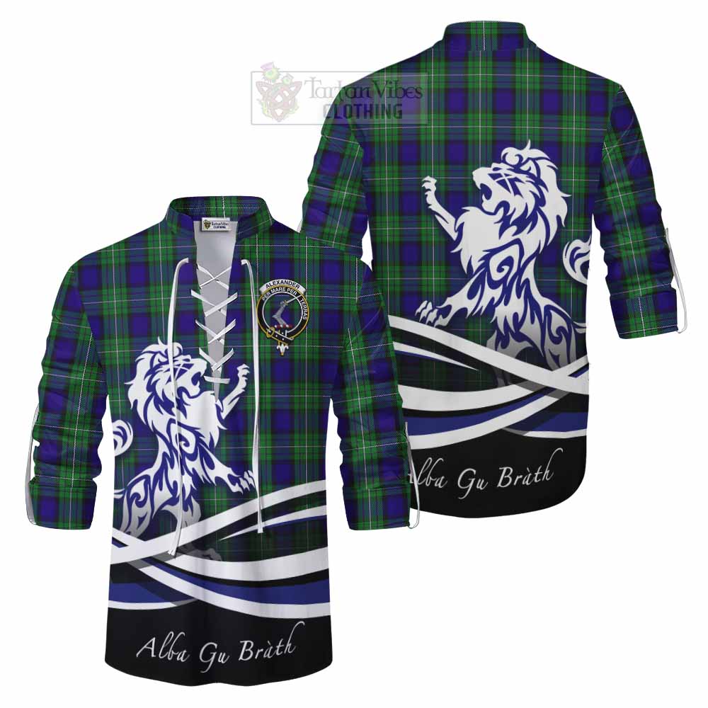 Tartan Vibes Clothing Alexander Tartan Ghillie Kilt Shirt with Alba Gu Brath Regal Lion Emblem