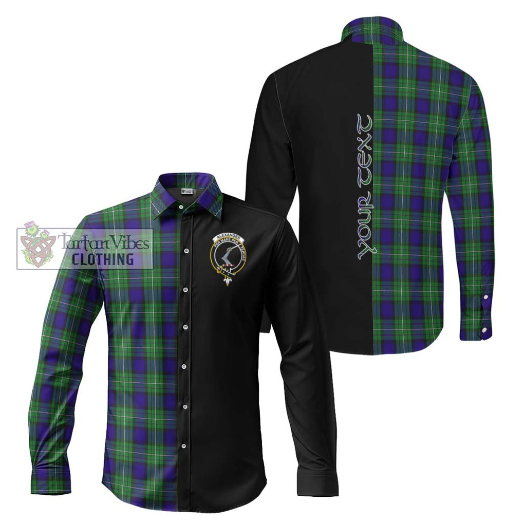 Alexander Tartan Long Sleeve Button Shirt with Family Crest and Half Of Me Style Men's Shirt S - Tartanvibesclothing Shop