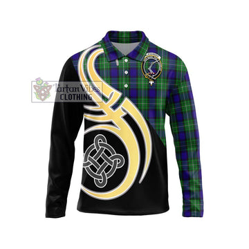 Alexander Tartan Long Sleeve Polo Shirt with Family Crest and Celtic Symbol Style Unisex - Tartan Vibes Clothing