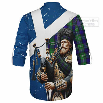 Tartan Vibes Clothing Alexander Tartan Ghillie Kilt Shirt with Family Crest Scottish Bagpiper Vibes