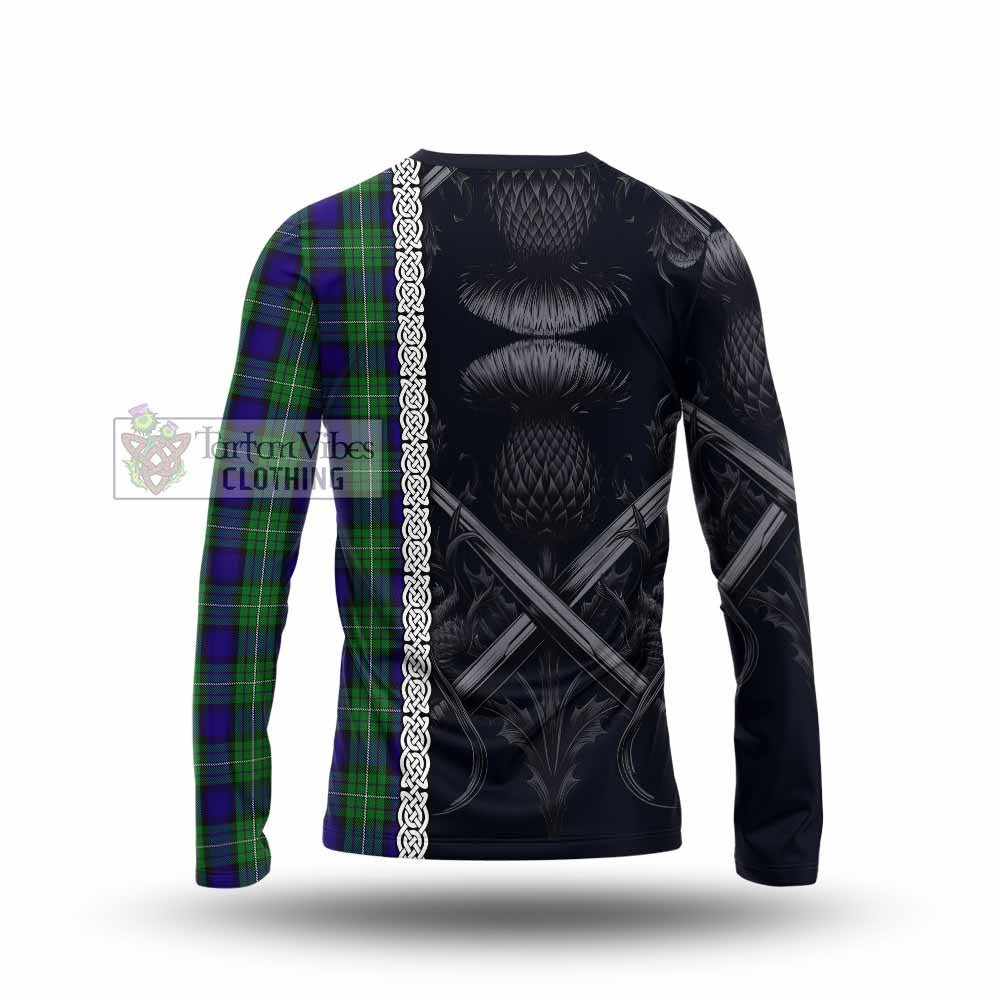 Tartan Vibes Clothing Alexander Tartan Long Sleeve T-Shirt with Family Crest Cross Sword Thistle Celtic Vibes