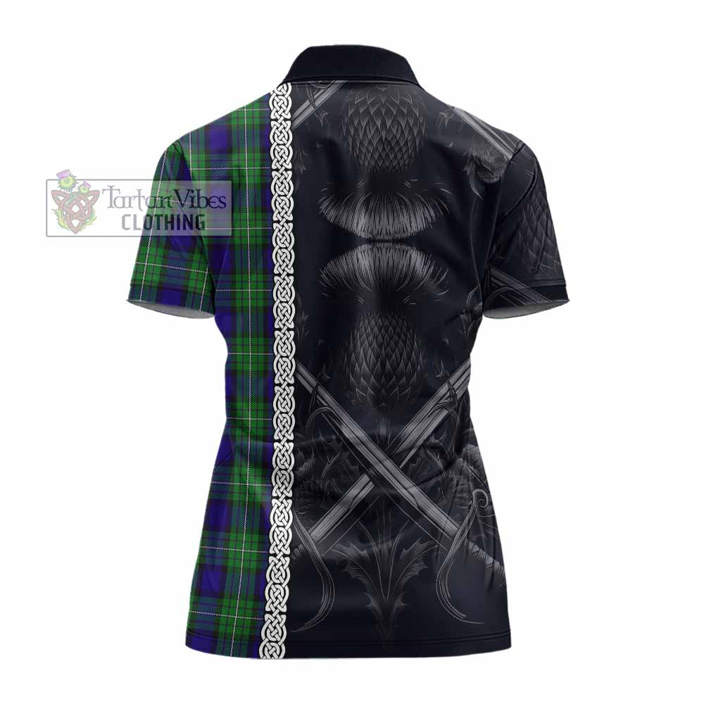 Tartan Vibes Clothing Alexander Tartan Women's Polo Shirt with Family Crest Cross Sword Thistle Celtic Vibes
