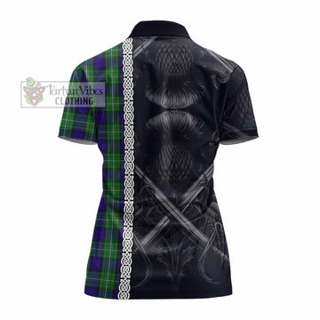 Tartan Vibes Clothing Alexander Tartan Women's Polo Shirt with Family Crest Cross Sword Thistle Celtic Vibes