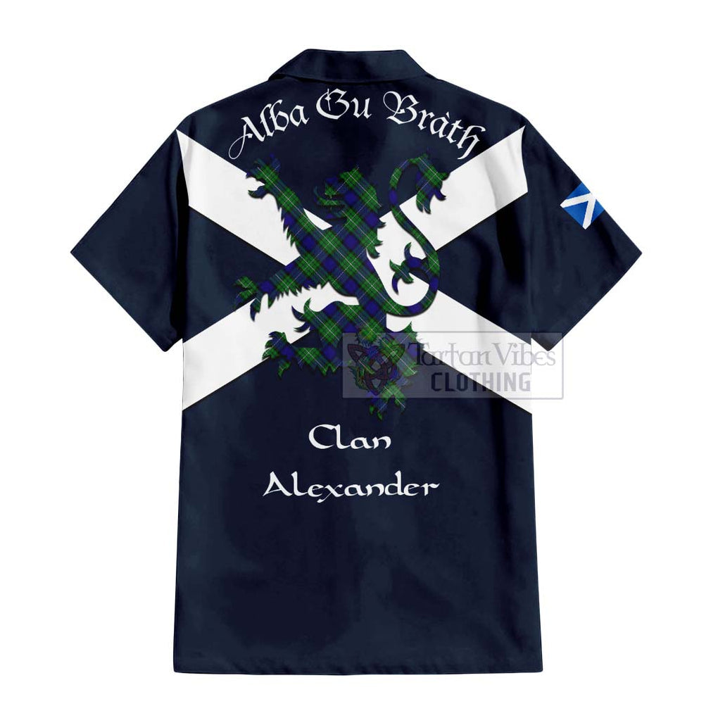 Tartan Vibes Clothing Alexander Tartan Lion Rampant Short Sleeve Button Shirt – Proudly Display Your Heritage with Alba Gu Brath and Clan Name