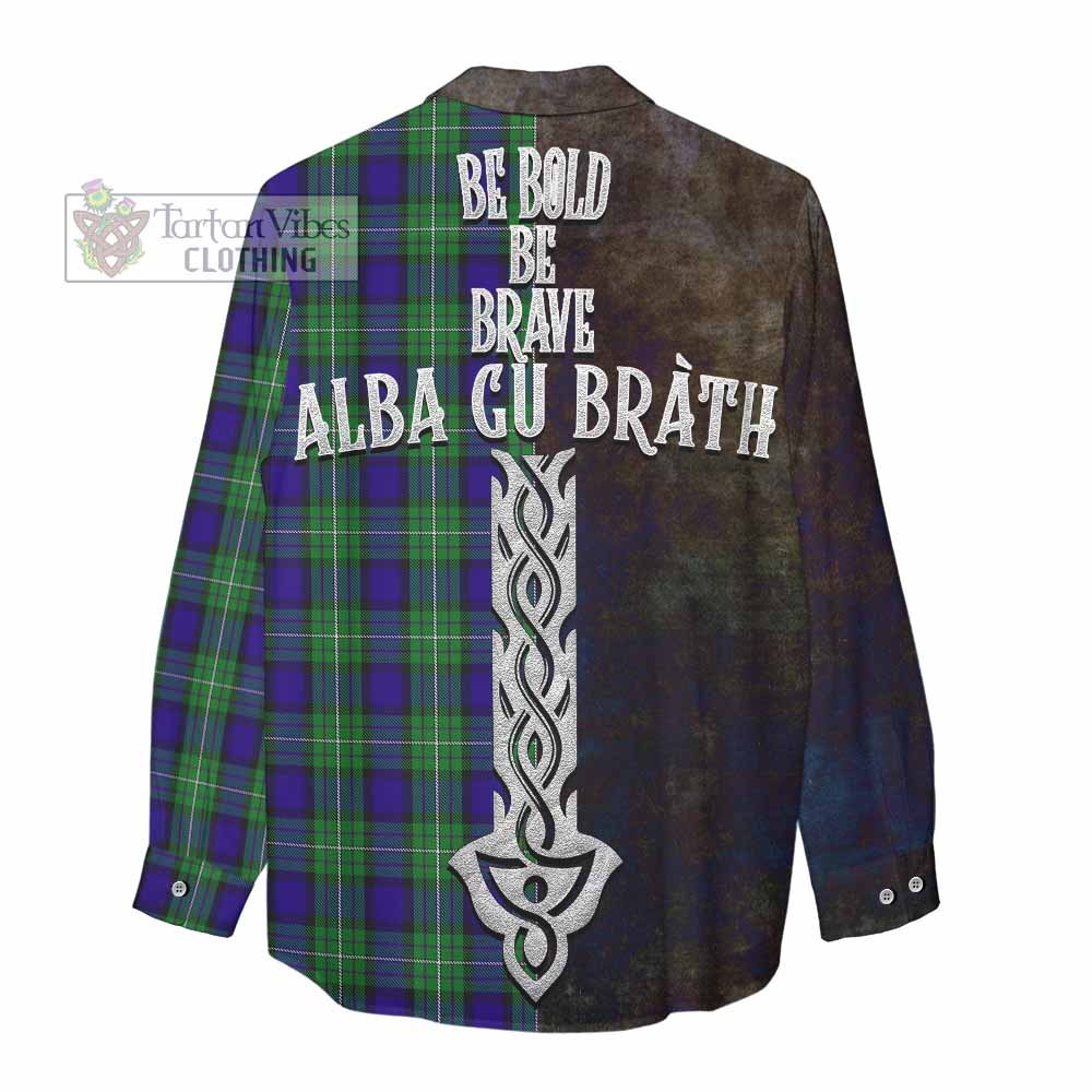 Tartan Vibes Clothing Alexander Tartan Family Crest Women's Casual Shirt Alba Gu Brath Be Brave Lion Ancient Style