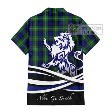 Alexander Tartan Short Sleeve Button Shirt with Alba Gu Brath Regal Lion Emblem - Tartanvibesclothing Shop