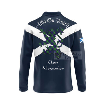 Tartan Vibes Clothing Alexander Tartan Lion Rampant Long Sleeve Polo Shirt – Proudly Display Your Heritage with Alba Gu Brath and Clan Name