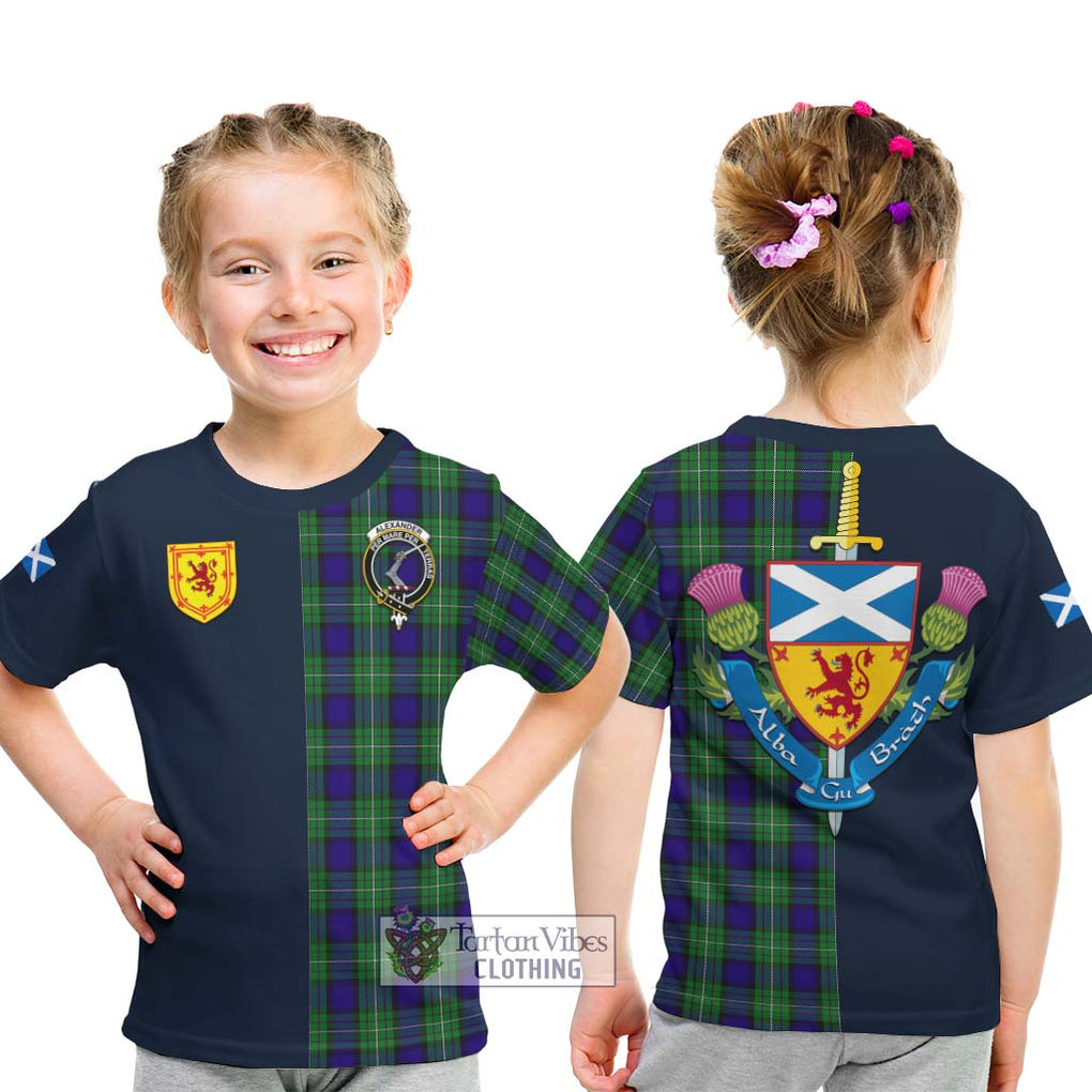 Tartan Vibes Clothing Alexander Tartan Kid T-Shirt with Scottish Lion Royal Arm Half Style