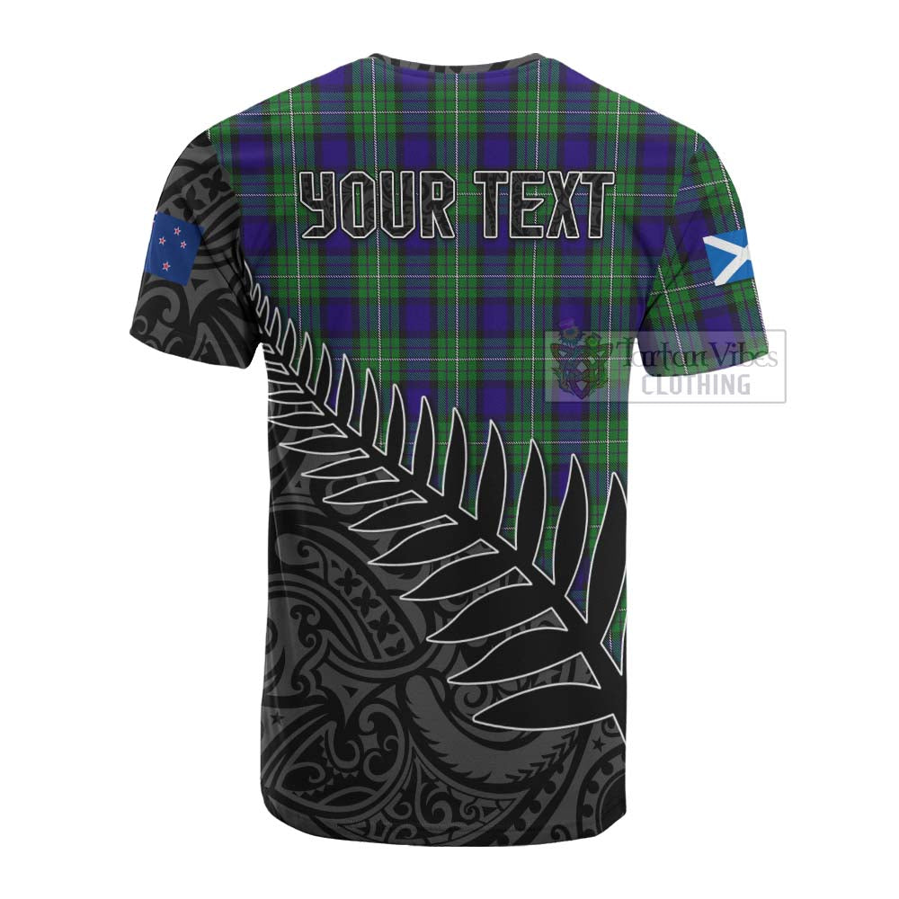 Tartan Vibes Clothing Alexander Crest Tartan Cotton T-shirt with New Zealand Silver Fern Half Style