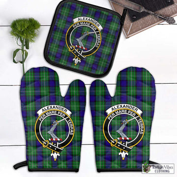 Alexander Tartan Combo Oven Mitt & Pot-Holder with Family Crest Combo 1 Oven Mitt & 1 Pot-Holder Black - Tartan Vibes Clothing