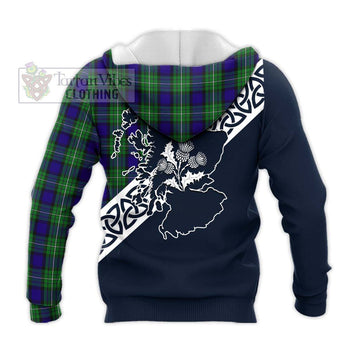 Tartan Vibes Clothing Alexander Tartan Knitted Hoodie Featuring Thistle and Scotland Map