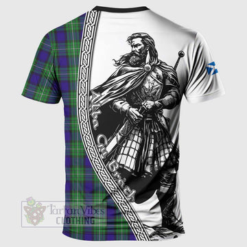 Tartan Vibes Clothing Alexander Tartan Clan Crest T-Shirt with Highlander Warrior Celtic Style
