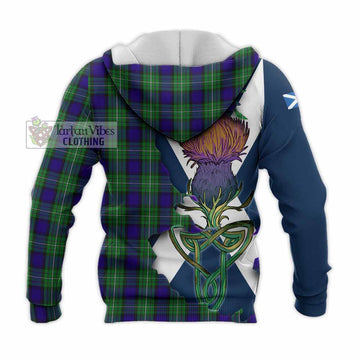 Tartan Vibes Clothing Alexander Tartan Family Crest Knitted Hoodie Scottish Thistle Celtic Inspired