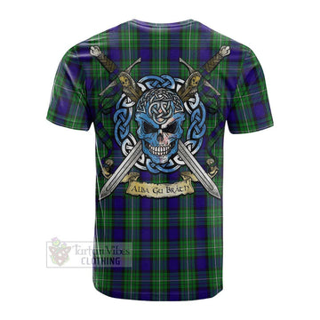 Tartan Vibes Clothing Alexander Tartan Cotton T-shirt with Family Crest Celtic Skull Style