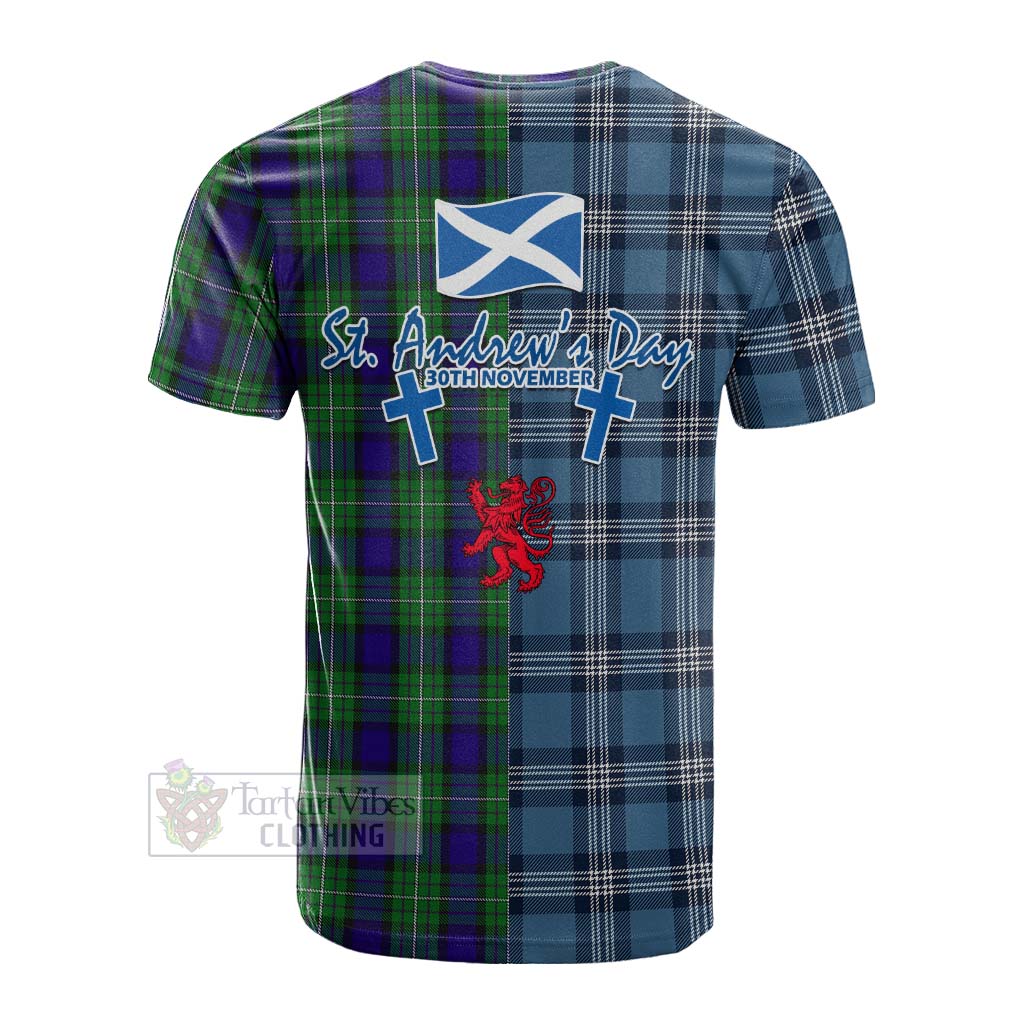Tartan Vibes Clothing Alexander Tartan Cotton T-shirt Happy St. Andrew's Day Half Tartan Style