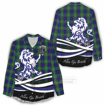 Tartan Vibes Clothing Alexander Tartan Women's Casual Shirt with Alba Gu Brath Regal Lion Emblem