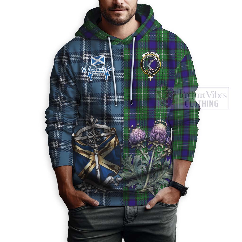 Tartan Vibes Clothing Alexander Tartan Hoodie Happy St. Andrew's Day Half Tartan Style