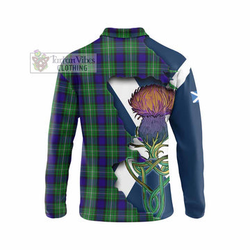 Tartan Vibes Clothing Alexander Tartan Family Crest Long Sleeve Polo Shirt Scottish Thistle Celtic Inspired