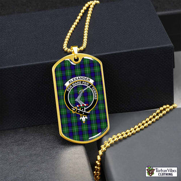 Tartan Vibes Clothing Alexander Tartan Dog Tag Necklace with Family Crest