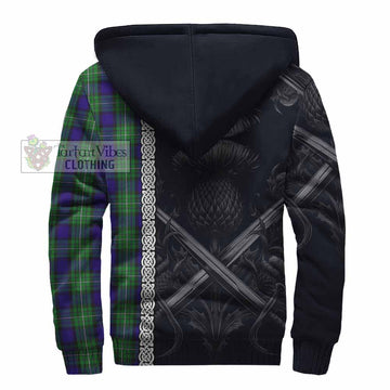 Tartan Vibes Clothing Alexander Tartan Sherpa Hoodie with Family Crest Cross Sword Thistle Celtic Vibes