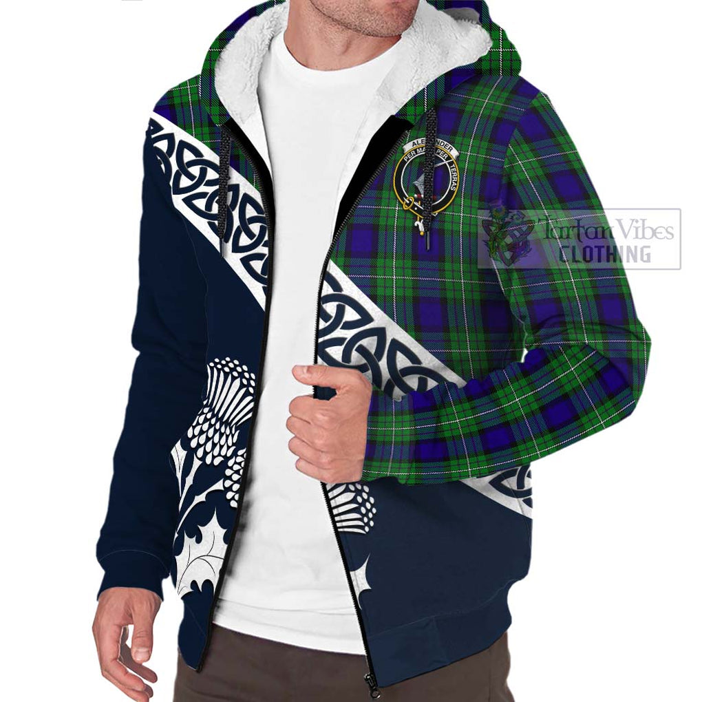 Tartan Vibes Clothing Alexander Tartan Sherpa Hoodie Featuring Thistle and Scotland Map