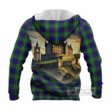 Tartan Vibes Clothing Alexander Tartan Family Crest Knitted Hoodie with Scottish Ancient Castle Style