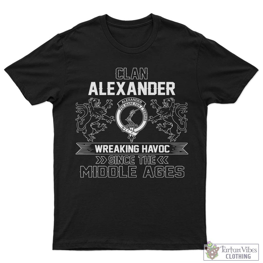 Alexander Family Crest 2D Cotton Men's T-Shirt Wreaking Havoc Style Sapphire - 2D-tartanvibesclothing