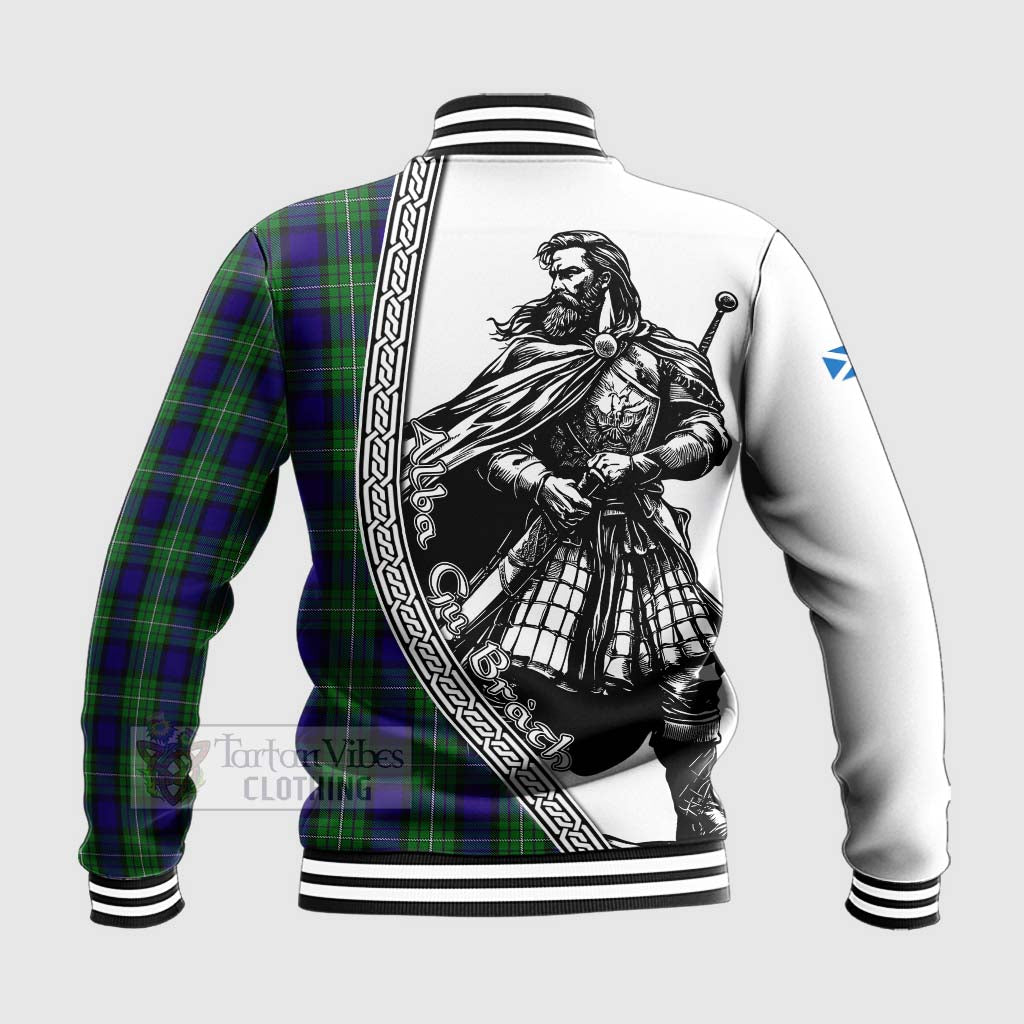 Tartan Vibes Clothing Alexander Tartan Clan Crest Baseball Jacket with Highlander Warrior Celtic Style