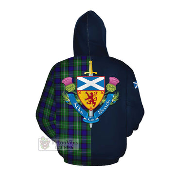 Tartan Vibes Clothing Alexander Tartan Cotton Hoodie Alba with Scottish Lion Royal Arm Half Style