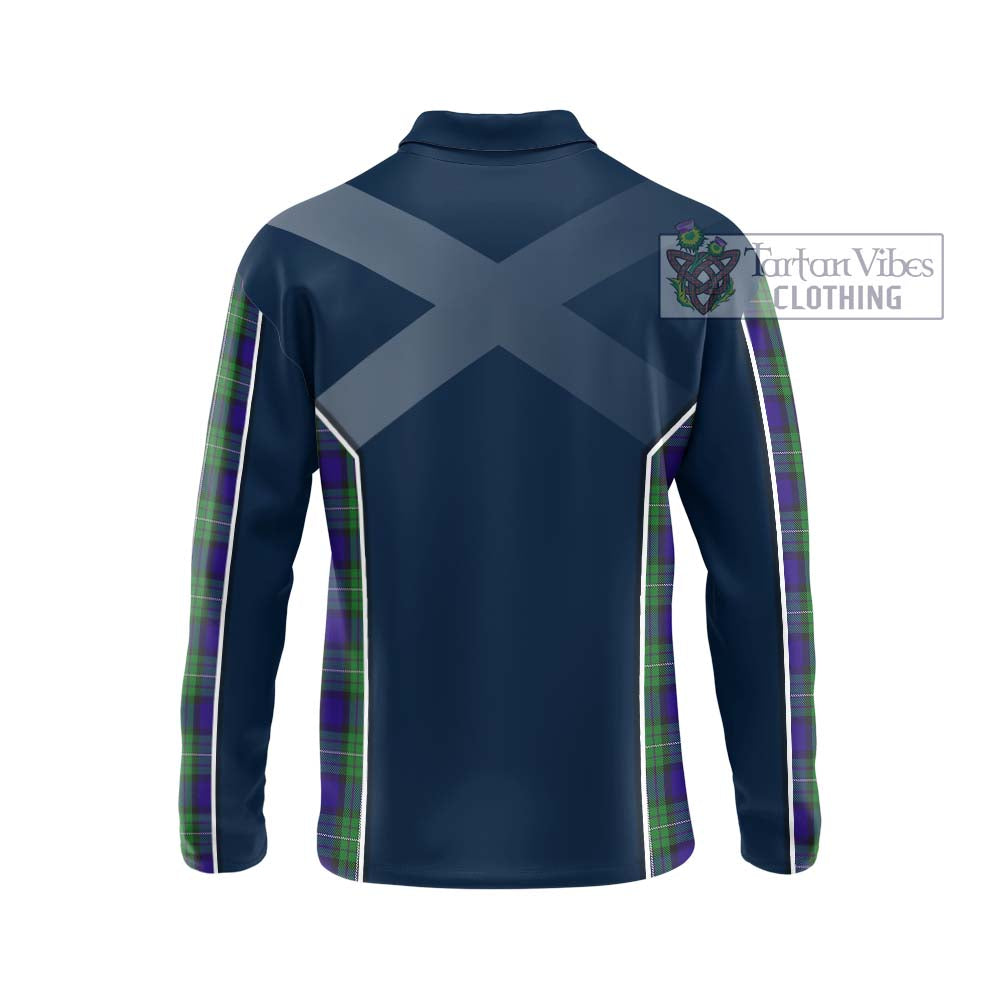 Alexander Tartan Long Sleeve Polo Shirt with Family Crest and Lion Rampant Vibes Sport Style - Tartan Vibes Clothing