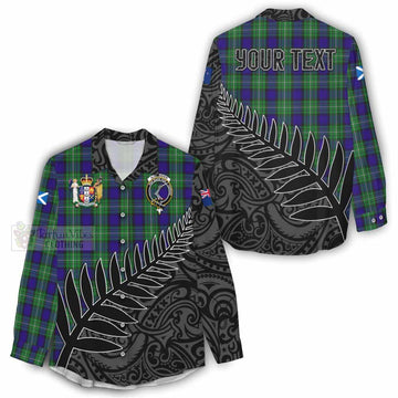 Tartan Vibes Clothing Alexander Crest Tartan Women's Casual Shirt with New Zealand Silver Fern Half Style