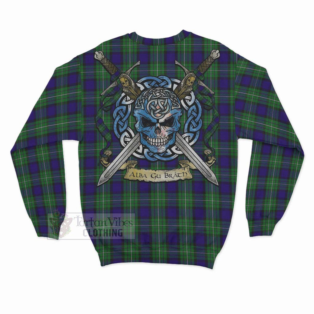 Tartan Vibes Clothing Alexander Tartan Sweatshirt with Family Crest Celtic Skull Style