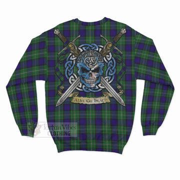 Tartan Vibes Clothing Alexander Tartan Sweatshirt with Family Crest Celtic Skull Style