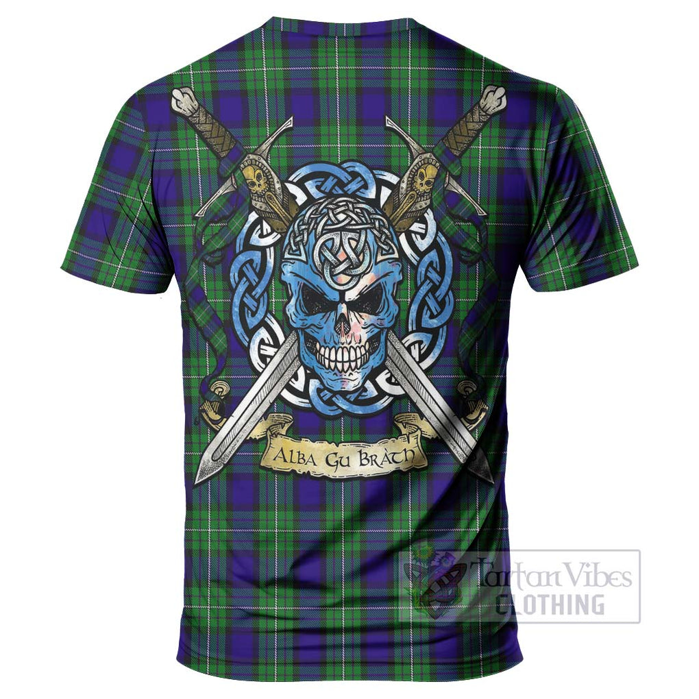 Tartan Vibes Clothing Alexander Tartan T-Shirt with Family Crest Celtic Skull Style