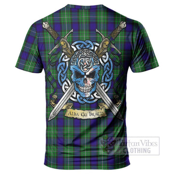 Tartan Vibes Clothing Alexander Tartan T-Shirt with Family Crest Celtic Skull Style