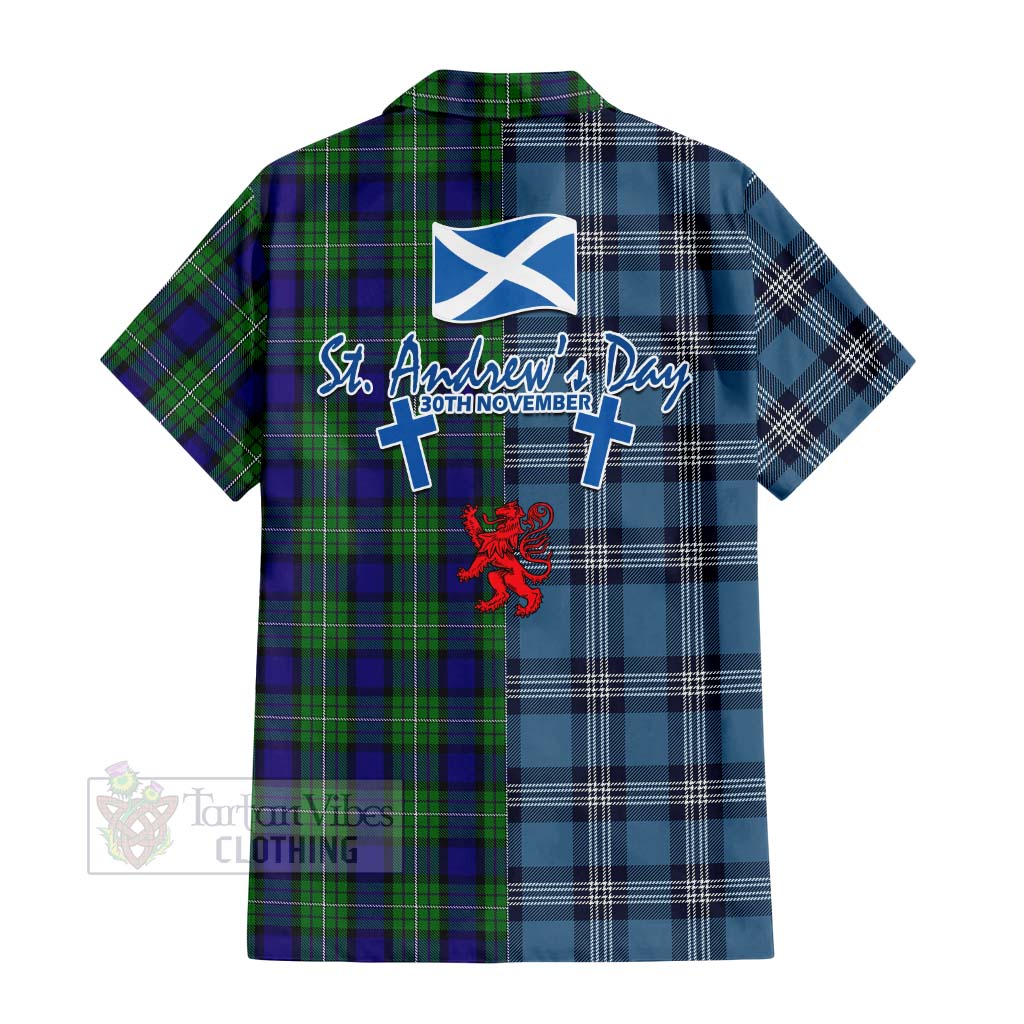Tartan Vibes Clothing Alexander Tartan Short Sleeve Button Shirt Happy St. Andrew's Day Half Tartan Style