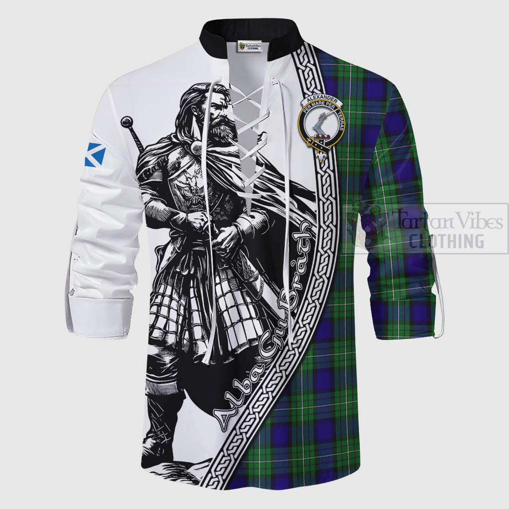 Tartan Vibes Clothing Alexander Tartan Clan Crest Ghillie Kilt Shirt with Highlander Warrior Celtic Style