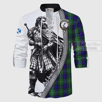 Tartan Vibes Clothing Alexander Tartan Clan Crest Ghillie Kilt Shirt with Highlander Warrior Celtic Style