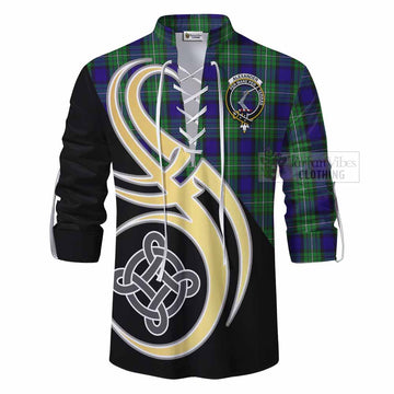 Tartan Vibes Clothing Alexander Tartan Ghillie Kilt Shirt with Family Crest and Celtic Symbol Style