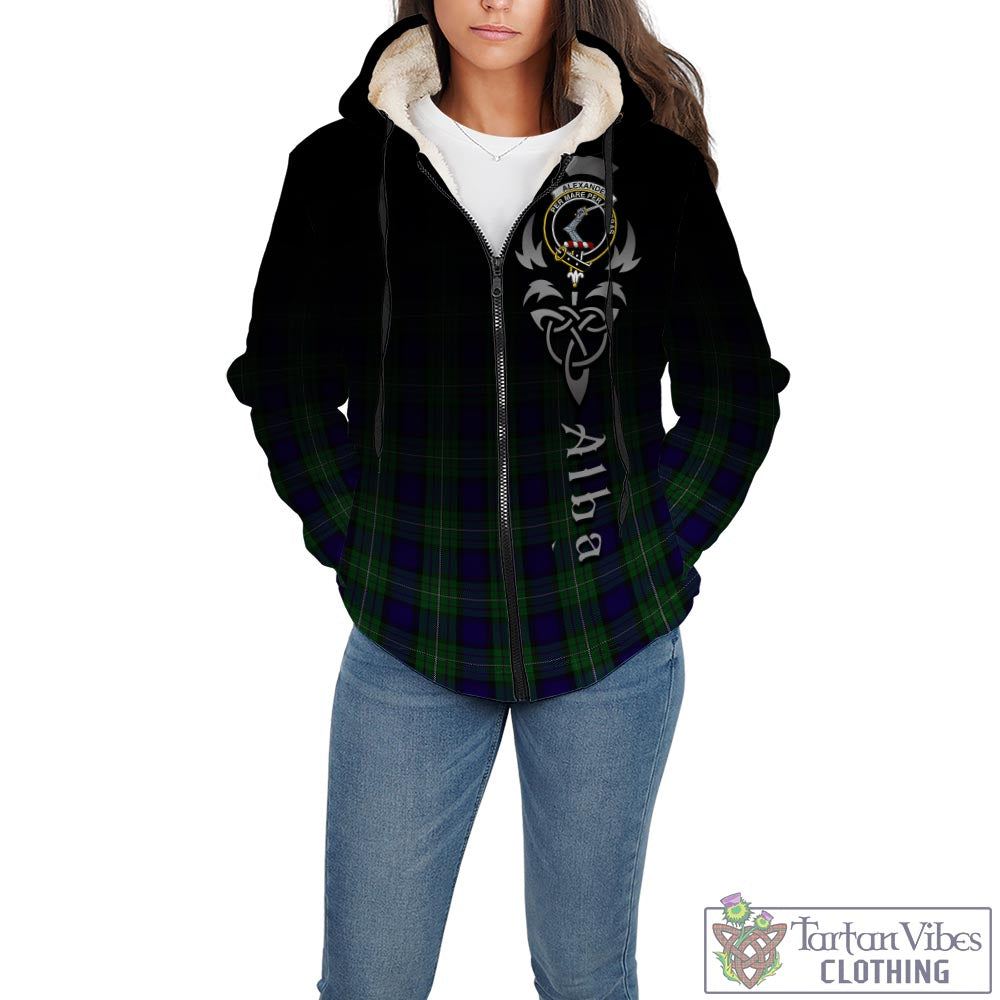 Tartan Vibes Clothing Alexander Tartan Sherpa Hoodie Featuring Alba Gu Brath Family Crest Celtic Inspired