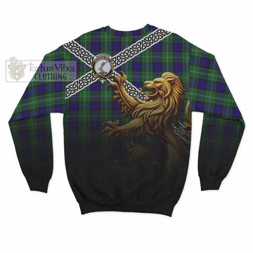 Tartan Vibes Clothing Alexander Crest Tartan Sweatshirt with Golden Lion Emblem Celtic Style