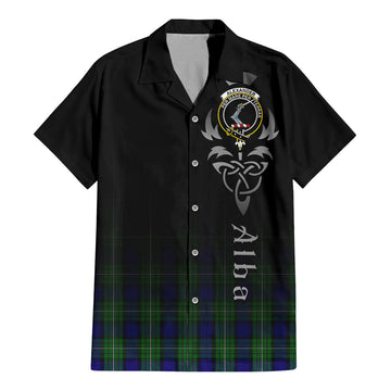 Tartan Vibes Clothing Alexander Tartan Short Sleeve Button Up Featuring Alba Gu Brath Family Crest Celtic Inspired