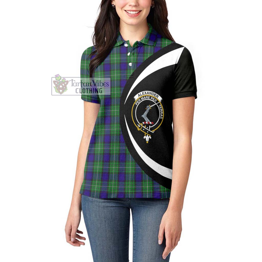 Alexander Tartan Women's Polo Shirt with Family Crest Circle Style - Tartan Vibes Clothing