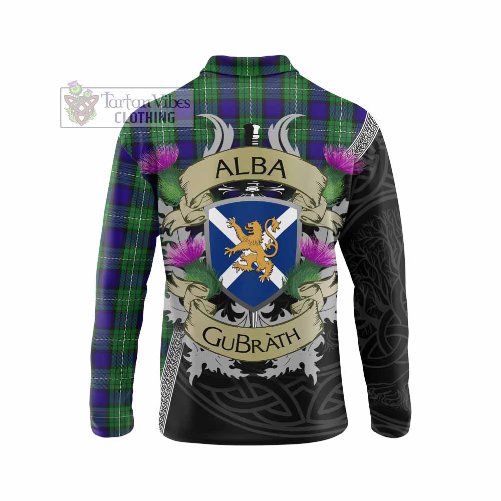 Tartan Vibes Clothing Alexander Tartan Family Crest Long Sleeve Polo Shirt Lion Rampant Royal Thistle Shield Celtic Inspired