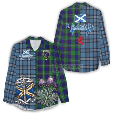 Tartan Vibes Clothing Alexander Tartan Women's Casual Shirt Happy St. Andrew's Day Half Tartan Style