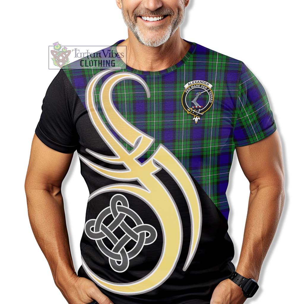 Tartan Vibes Clothing Alexander Tartan T-Shirt with Family Crest and Celtic Symbol Style